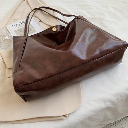 fashion handbag new autumn and winter japanese and korean large capacity soft leather shoulder bag retro casual handbag