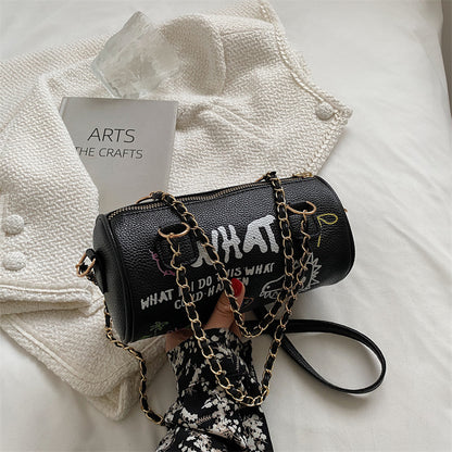 small handbags womens bag cylinder graffiti shoulder