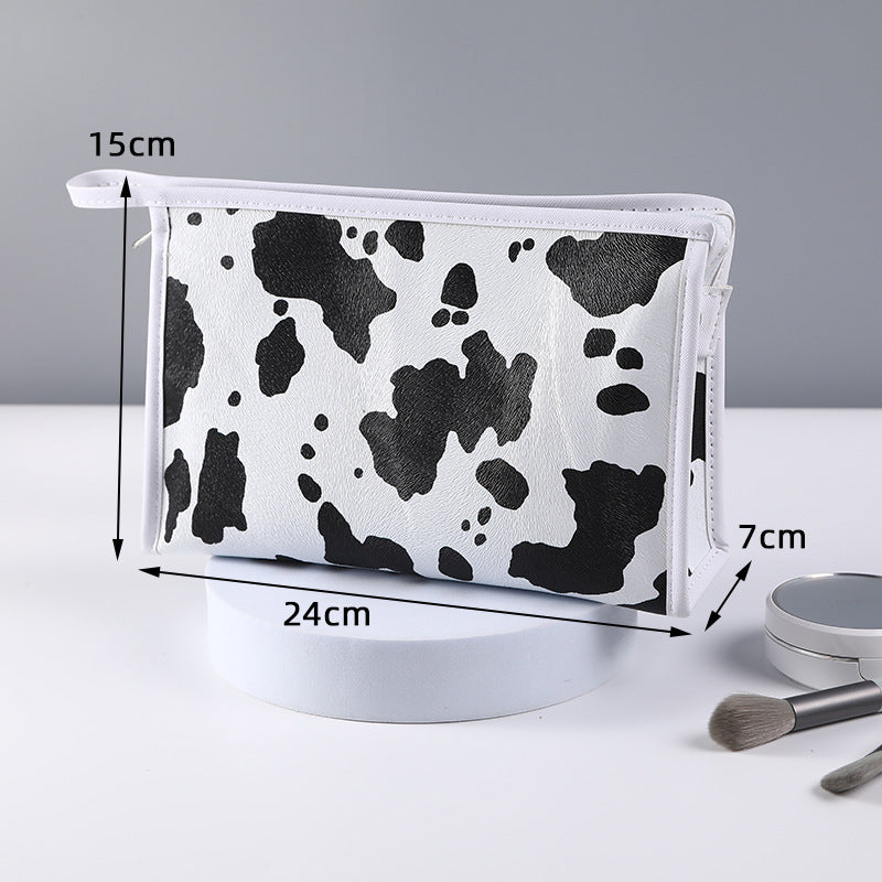 cow pattern waterproof handbag makeup bag cosmetic travel bag