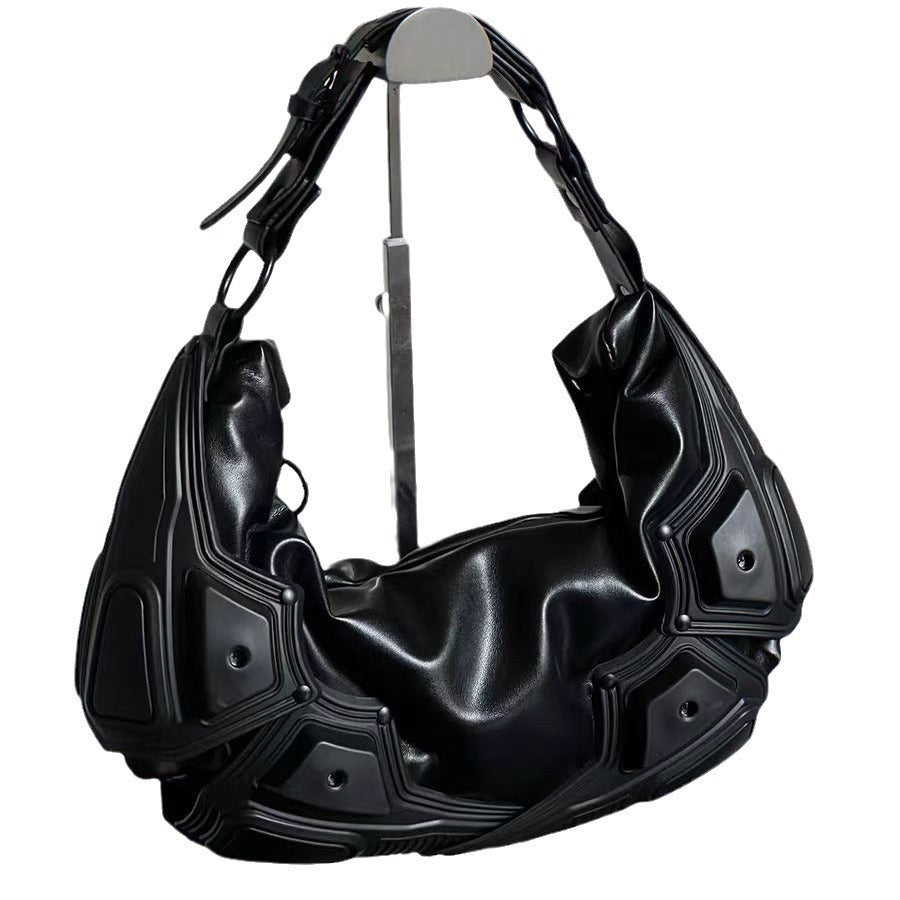 dark functional underarm crescent crossbody bag