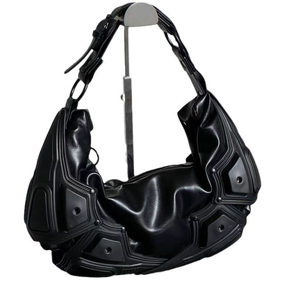 dark functional underarm crescent crossbody bag