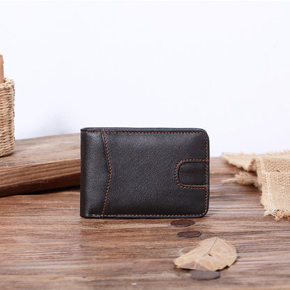 mens short leather oil wax wallet card holder