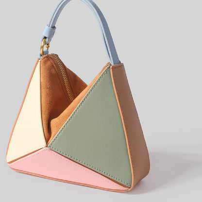 triangular diamond grid folding tote shoulder crossbody bag