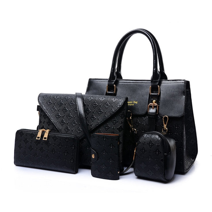 a set of luxury leather handbags black