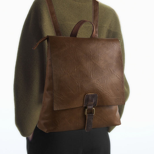 retro large capacity multifunctional leather backpackage