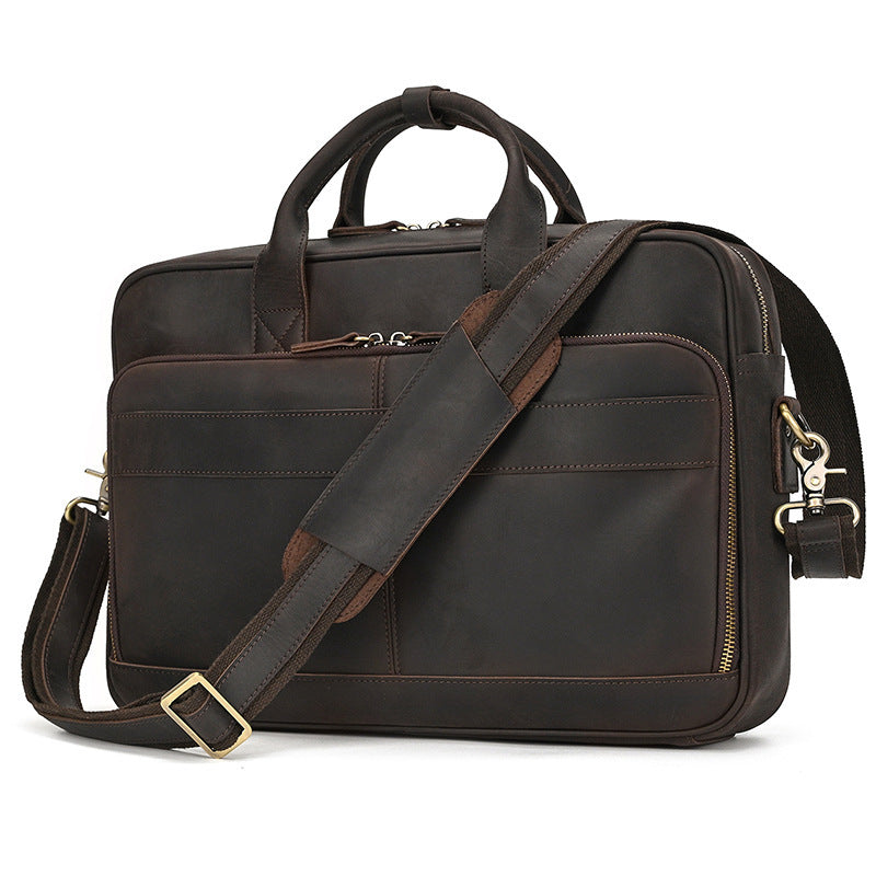 mens first layer cowhide portable briefcase