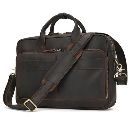 mens first layer cowhide portable briefcase