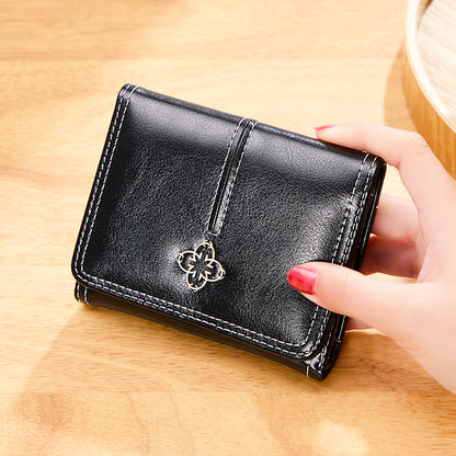 womens short trifold vintage wallet