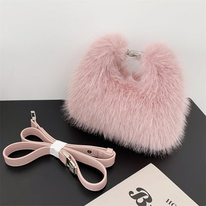 autumn and winter new imitation fox fur hand holding dinner bag