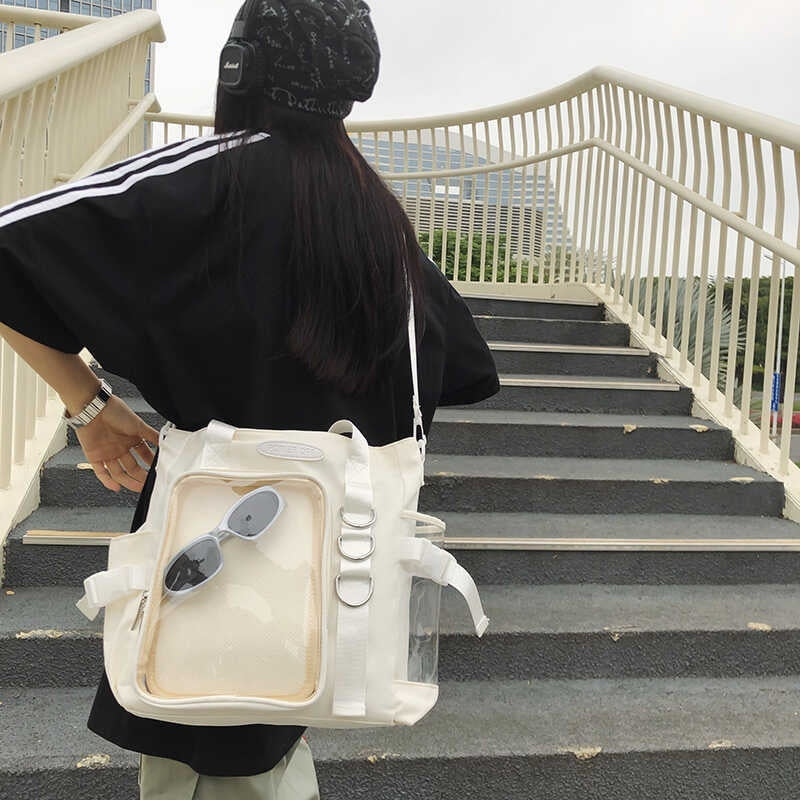 japanese minority design transparent college style fashion all match good looking large capacity crossbody bag