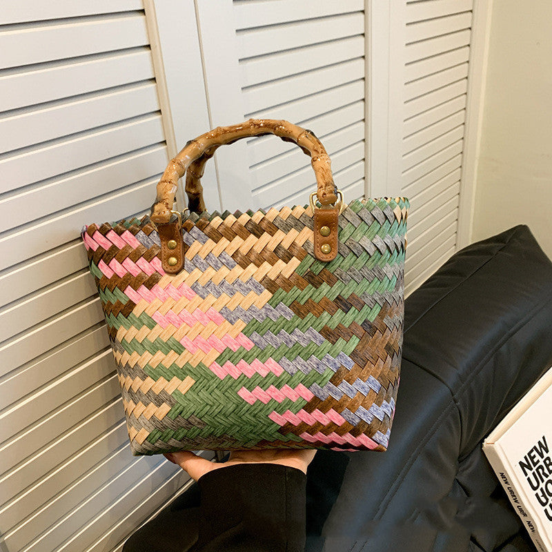 Women's Fashion Retro Large Capacity Woven Bag