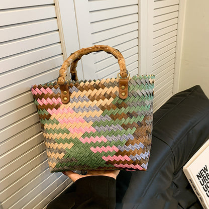 Women's Fashion Retro Large Capacity Woven Bag