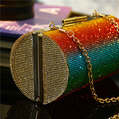 rainbow gradient diamond luxury women party clutch bag purses and handbags evening bag ladies shoulder chain bag banquet bag