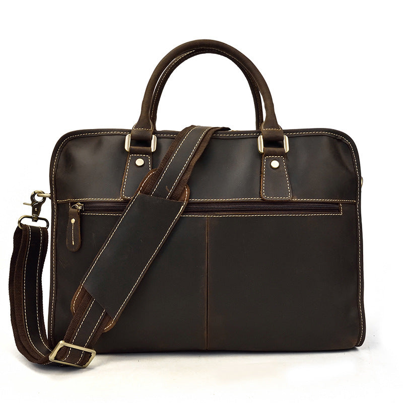 mens crazy horse leather retro commuter business bag