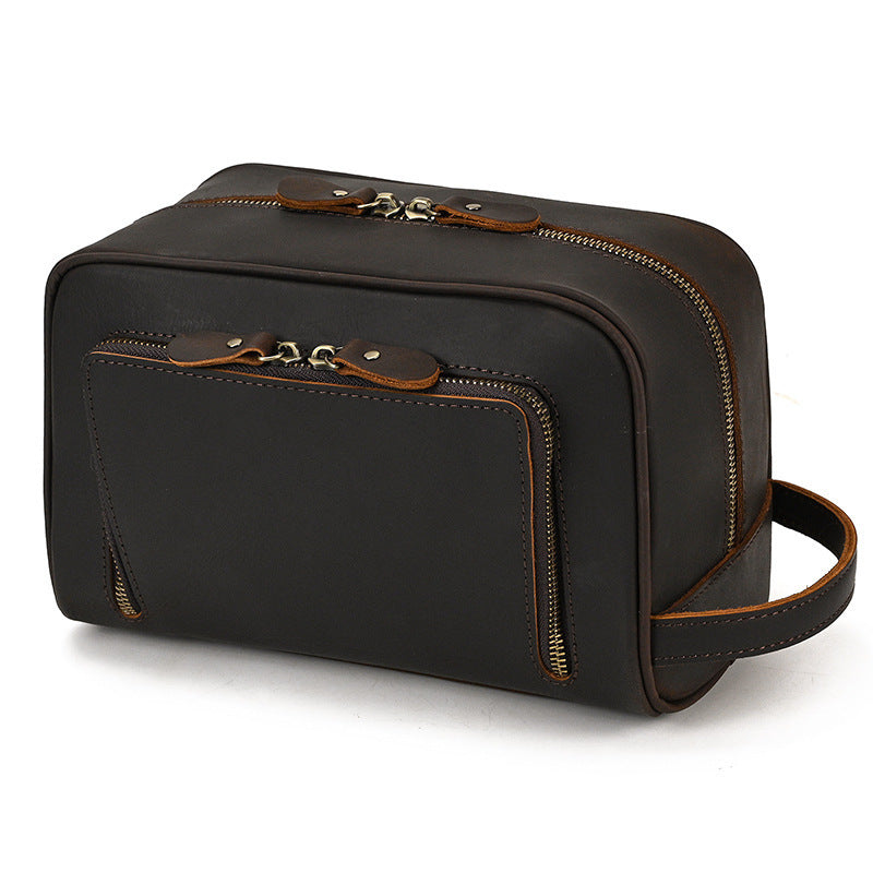 large capacity vintage top layer cowhide storage bag