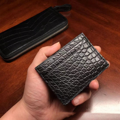 crocodile pattern genuine leather fashionable mens multi card wallet