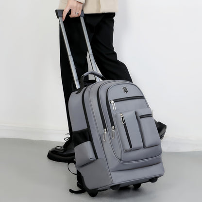 large capacity travel backpack with wheels multi layer trolley luggage bag multifunctional weekender overnight bag rucksack