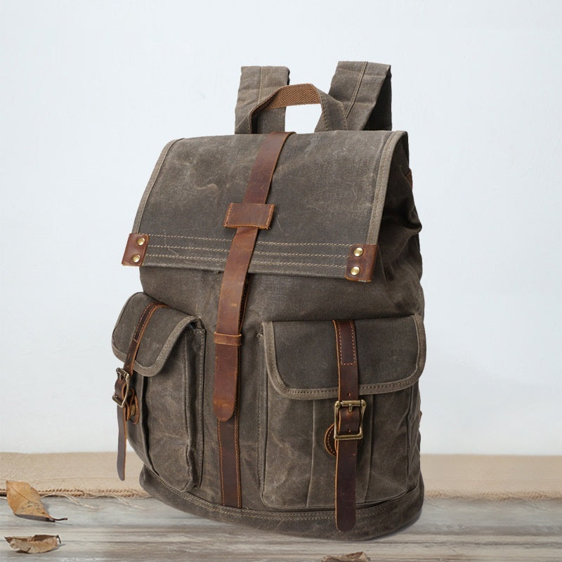 mens oil wax canvas vintage travel backpack
