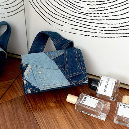 denim stitching crossbody bag women