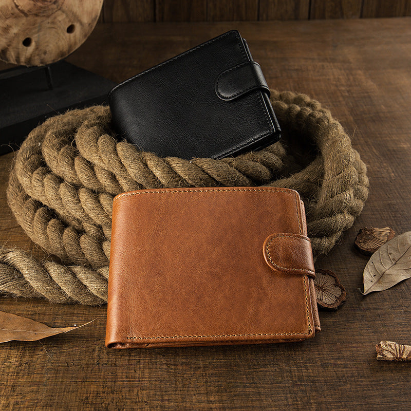 multifunctional mens short leather wallet