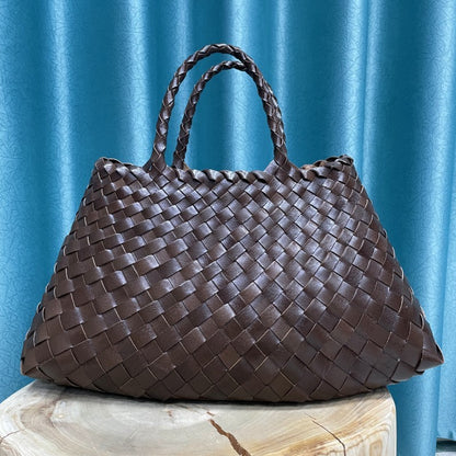 braided baotou layer cowhide pure handmade basket bag