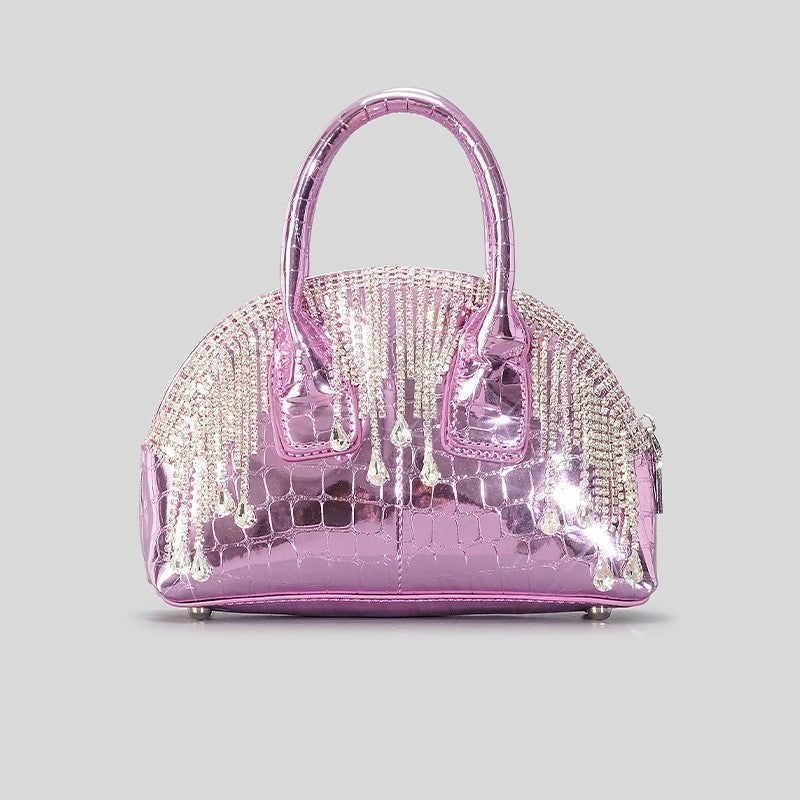 fashion shiny surface chain shoulder messenger bag