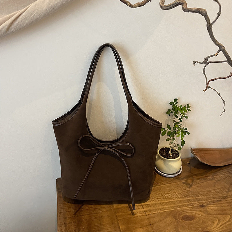 french retro large capacity frosted underarm bag