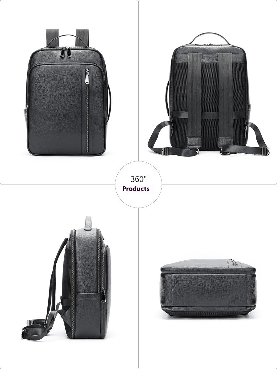 mens leather backpack multi functional large capacity portable