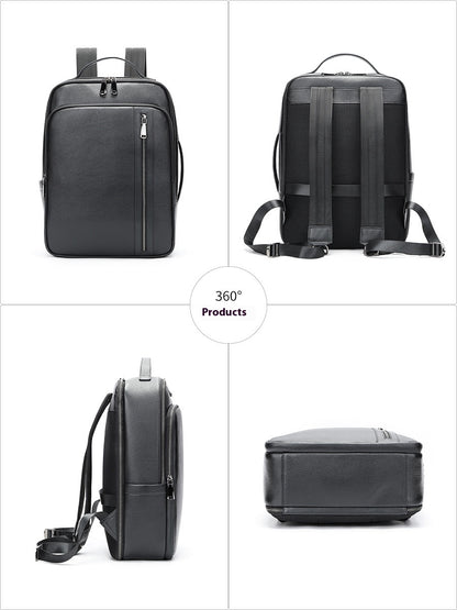 mens leather backpack multi functional large capacity portable