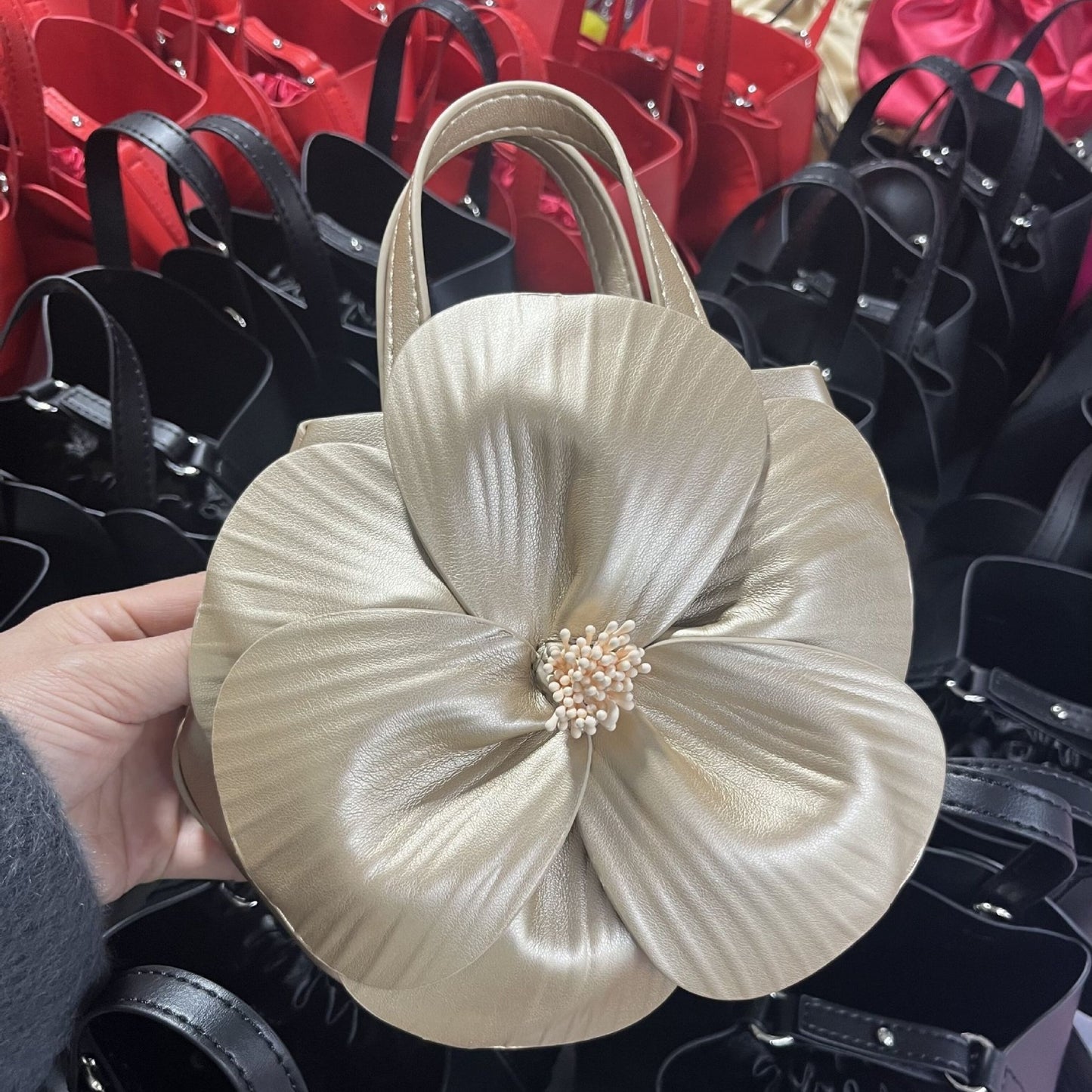 french style petal flower tote bag one shoulder crossbody