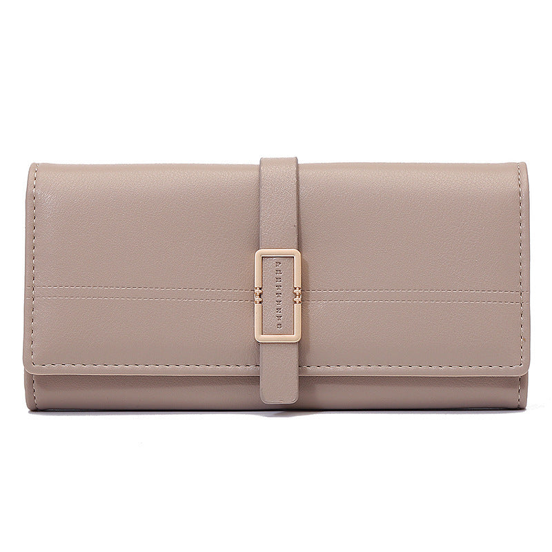 long metal buckle simple tri fold clutch