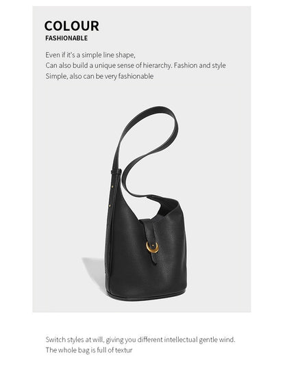 genuine leather bucket shoulder single shoulder bag