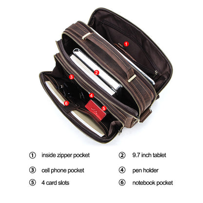 multifunctional leather mens bag