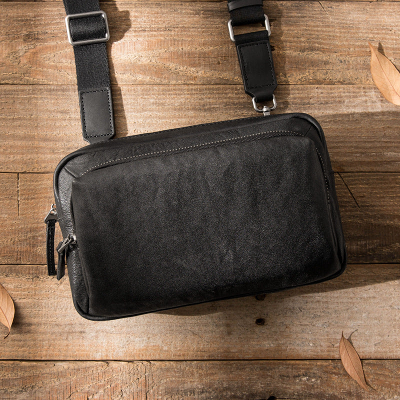 large capacity shoulder bag made of cowhide