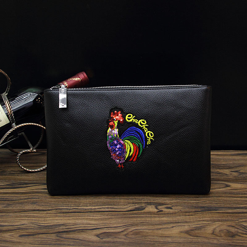 bee embroidered mens handheld envelope bag