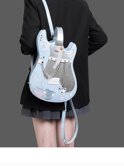 creative contrast color cute scarf two shoulders cross body guitar backpack sweet