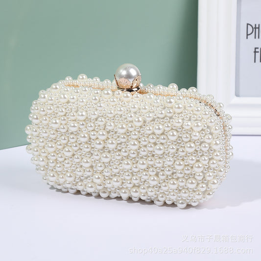 womens pearl dinner bag soft surface lock clutch