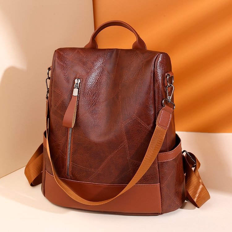 soft leather large capacity backpack