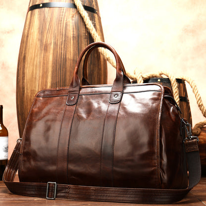 first layer cowhide retro large capacity travel bag