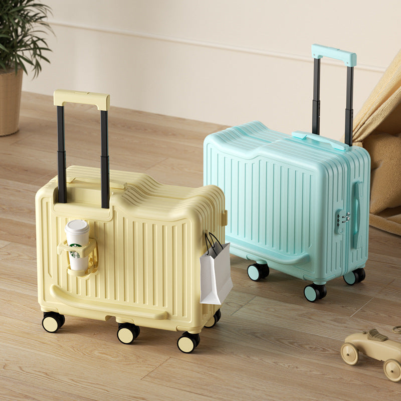 Creative Solid-color Rideable Childrens Rolling Suitcase Knot