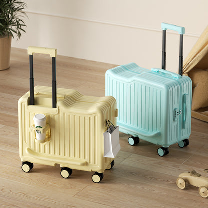 Creative Solid-color Rideable Childrens Rolling Suitcase Knot