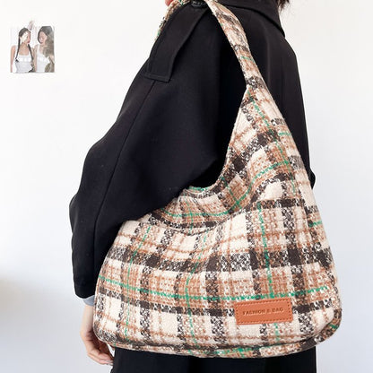 new plaid retro large capacity bag for women