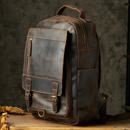 handmade backpack mens first layer cowhide retro