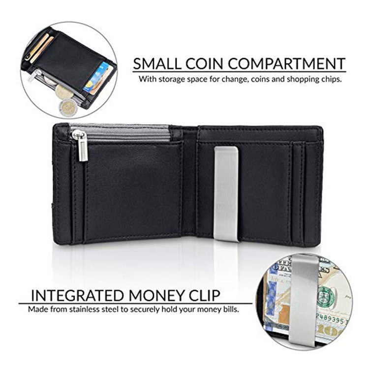 mens card holder fiber leather money clip wallet