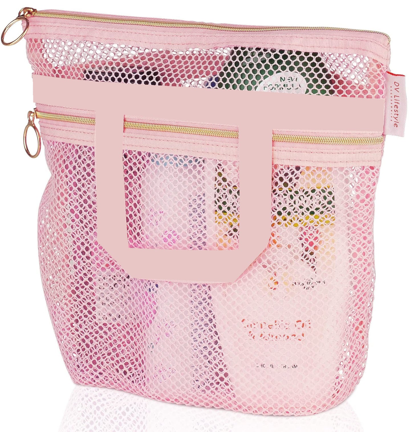 portable shower handbag transparent mesh cosmetic bag