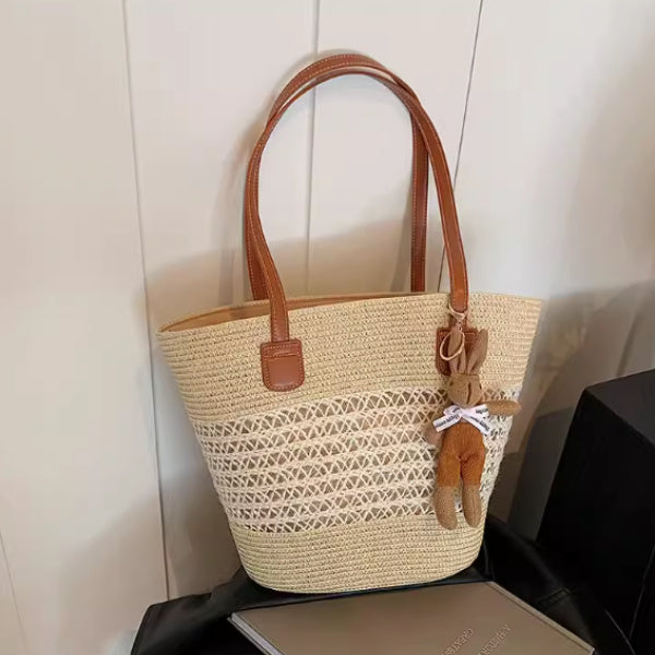 tote seaside large capacity woven shoulder bag rattan woven