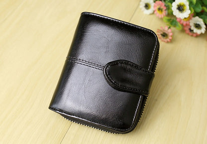 oil wax skin two fold short coin purse