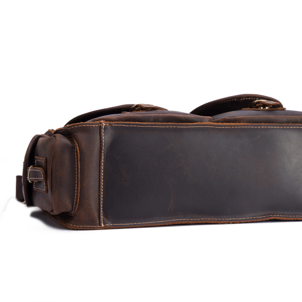 leather mens retro portable briefcase