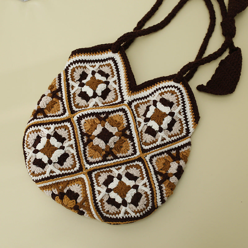 Ethnic Style Grandmother Plaid Shoulder Bag