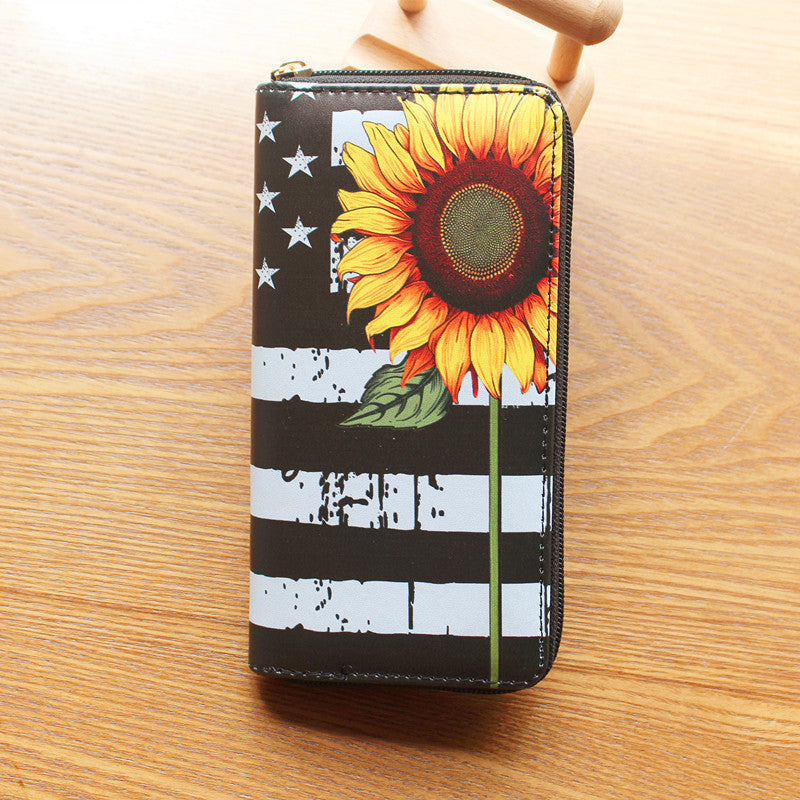 womens wallet sunflower print